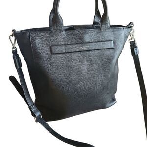 KENNETH Cole New York Black Barrow Leather Tote  Shoulder Bag